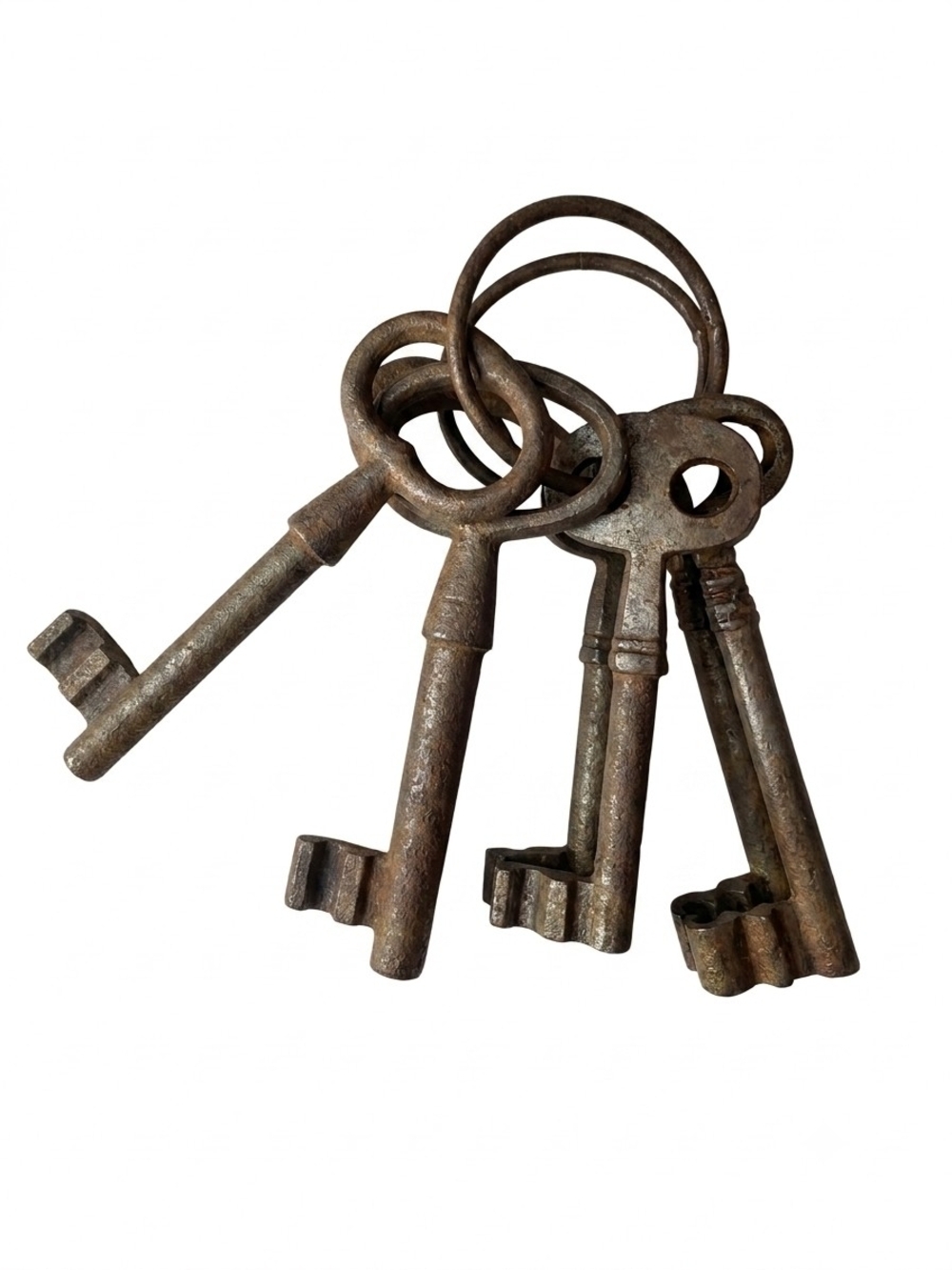 ​Vintage Antique Style Skeleton Keys on Ring - Set of 4 Rustic Collectibles